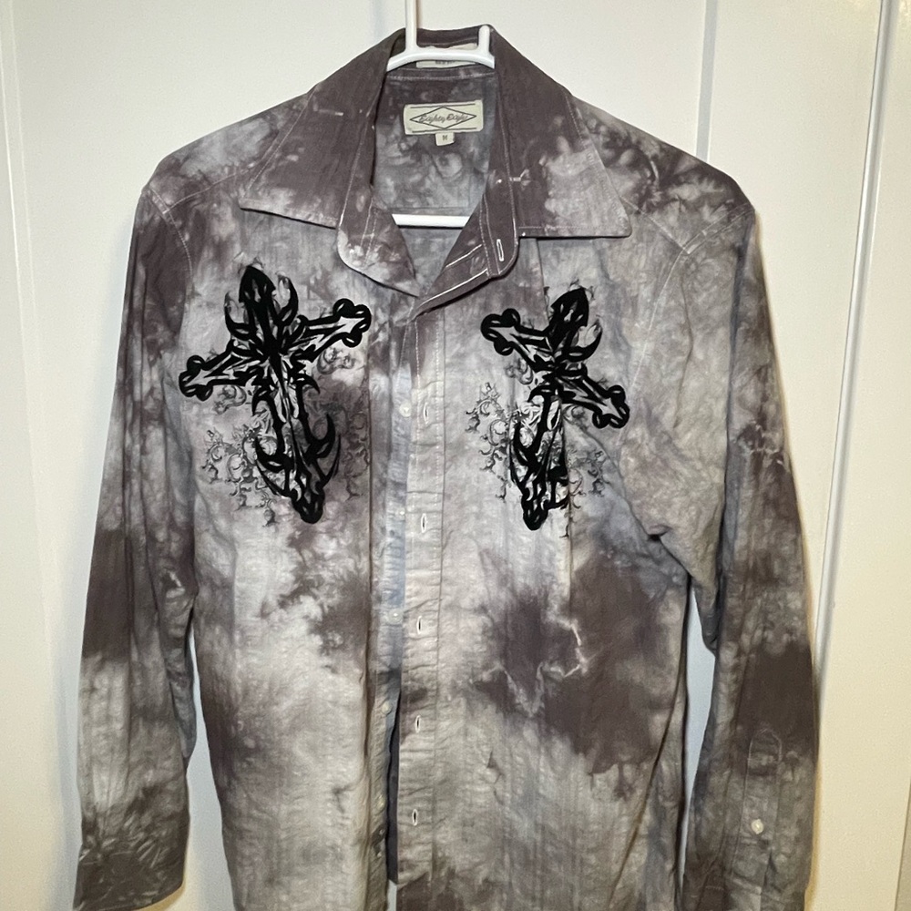 Eighty Eight Men's Gray and Black Shirt Jacket